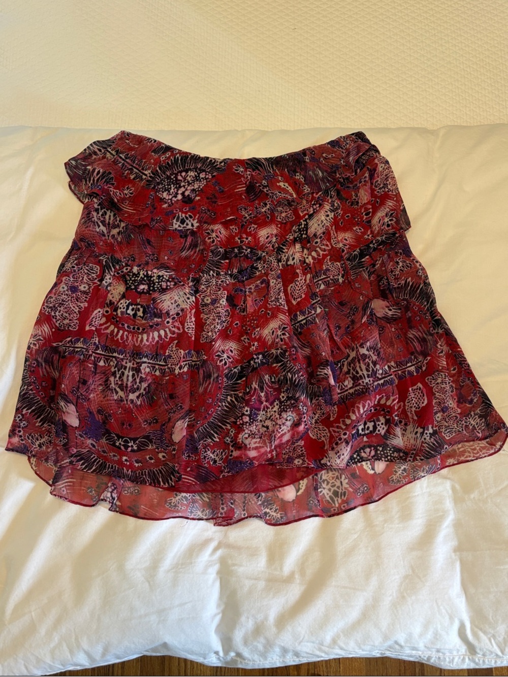 IRO Red Tiered Mini Skirt